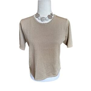 🇺🇸🛍️  Femme de Carriere Scalloped Neck Short Sleeve Top, Women's Small Vintage